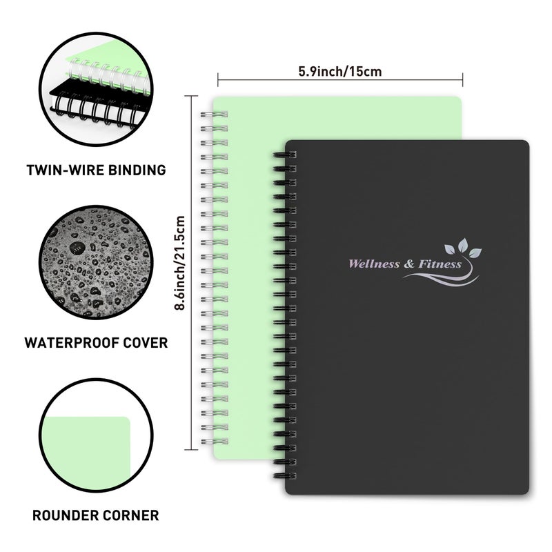 snootion Wellness Planner & Fitness Log - Daily Diet & Health Journal with Weight Loss  Wellness Journal Notebook for Tracking Fitness  Sleep  Nutrition  Meal  Habits  A5(5.8 x 8.6 inch) (Black Golden) - Image 2